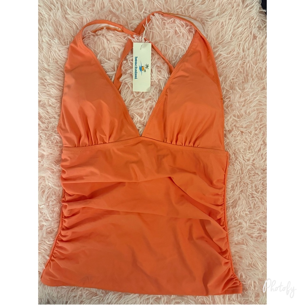 Orange Halter Swimsuit Top